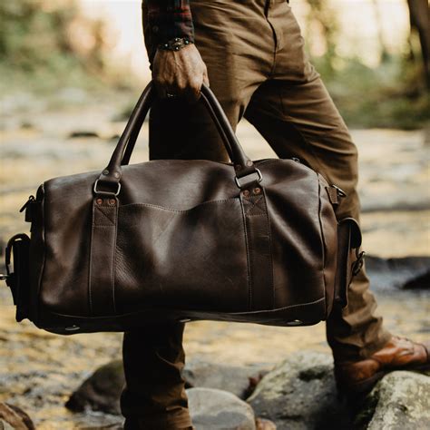 leather travel duffel bag men's